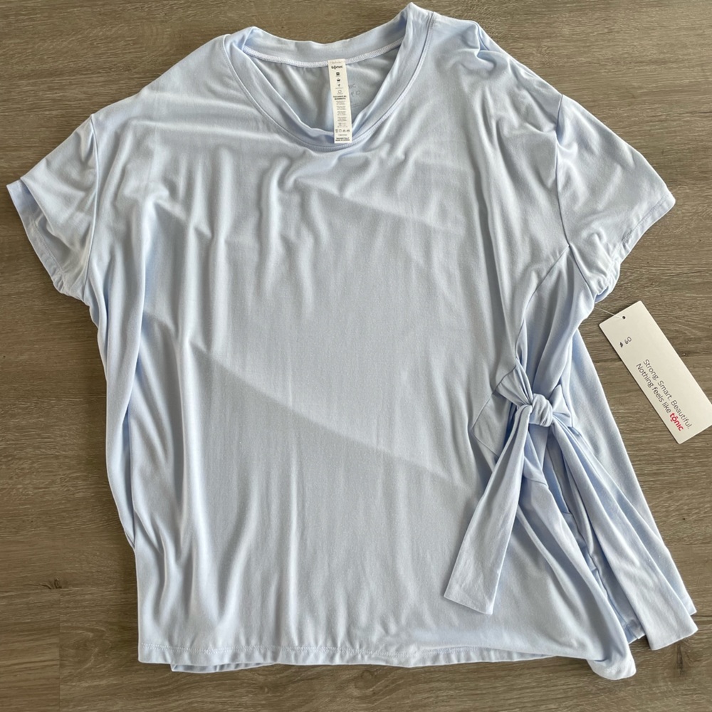 Tonic super soft baby blue side tie tee